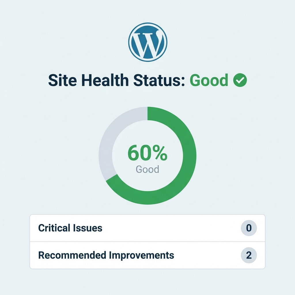 WordPress Site Health Dashboard showing good status