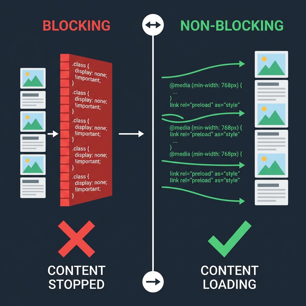 Render Blocking CSS vs Optimized CSS